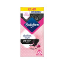 Bodyform Black Liners Dailies Style 21's PM£1.49 EAN 7322542036730 <br> Pack Size: 10 x 21's <br> Product code: 341351