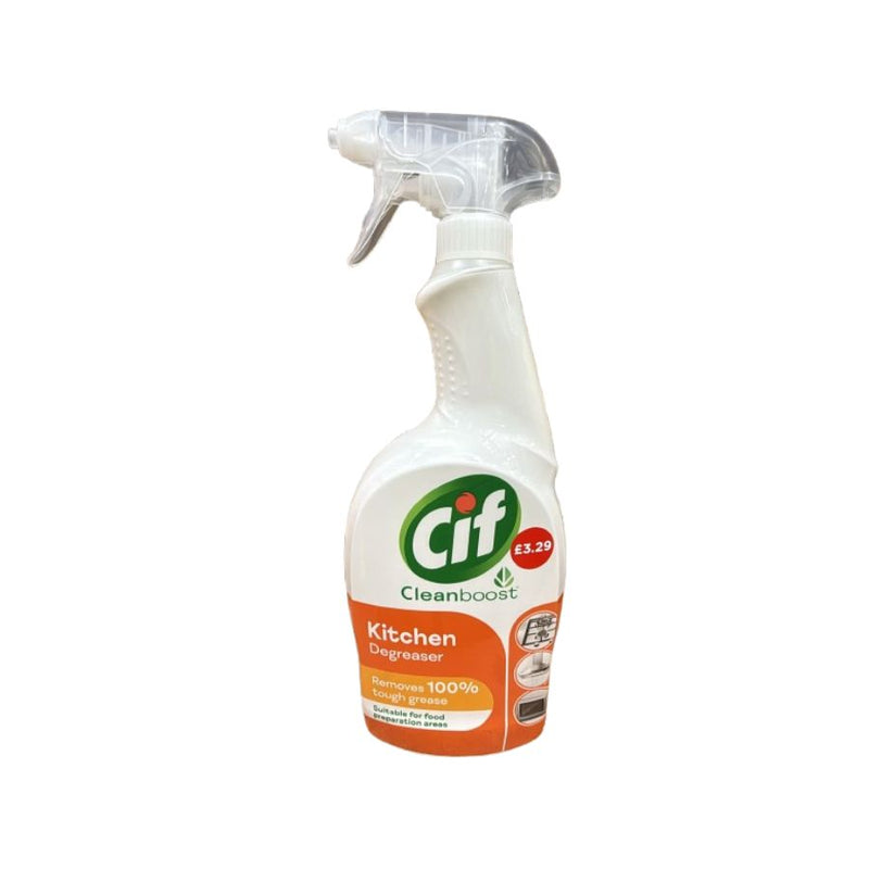 Cif Kitchen Degreaser Spray 700ml PM£3.29 <br> Pack size: 6 x 700ml <br> Product code: 555596