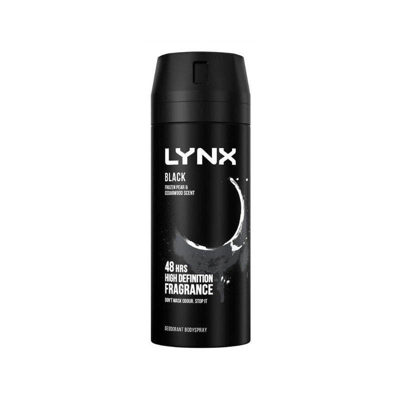 Lynx Body Spray Black 150ml <br> Pack Size: 6 x 150ml <br> Product code: 272830