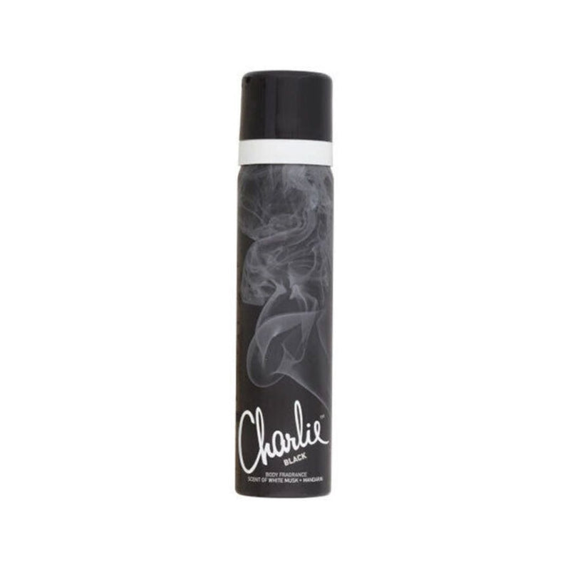 Charlie Body Spray Black 75Ml <br> Pack Size: 6 x 75ml <br> Product code: 270981