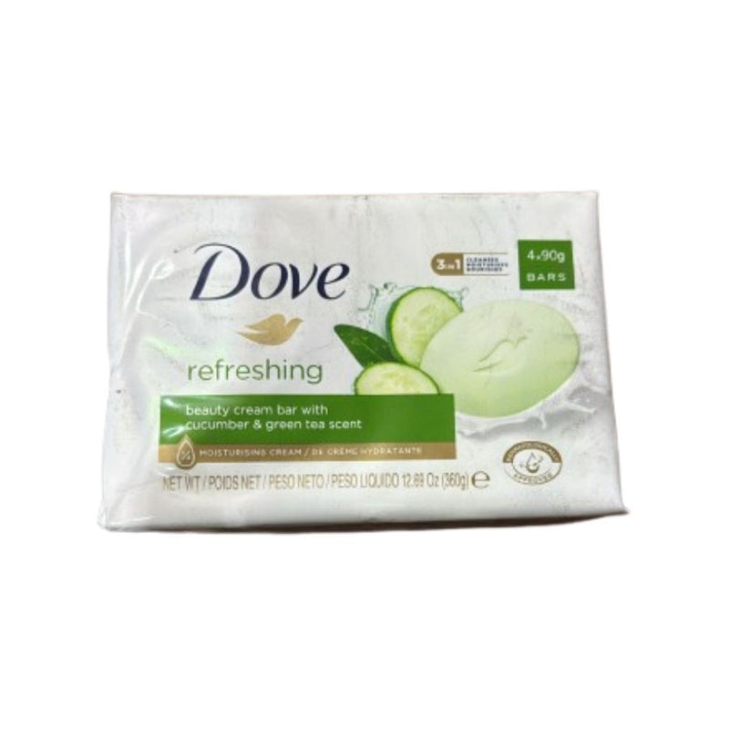 Dove Refreshing Beauty Cream Bar Cucumber & Green Tea 90G <br> Pack size: 4 x 90g <br> Product code: 332754