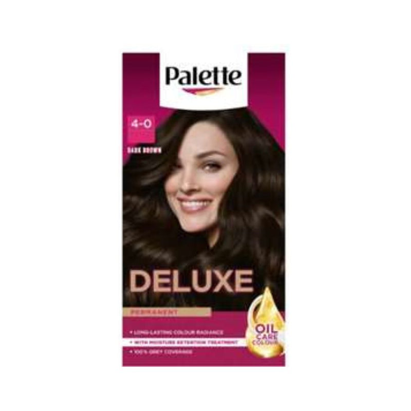Palette Deluxe Permanent Hair Colour 4-0 Dark Brown <br> Pack size: 3 x 1 <br> Product code: 204401