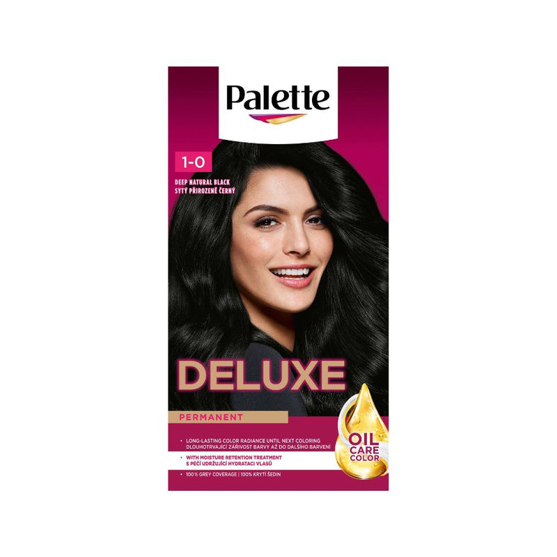 Palette Deluxe Creme Colouration 1-0 Deep Natural Black Hair Dye <br> Pack size: 3 x 1 <br> Product code: 204402