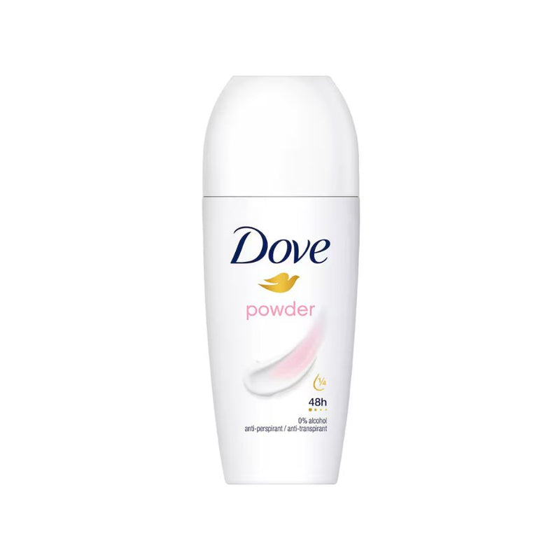 Dove Roll On Powder 50ml <br> Pack size: 6 x 50ml <br> Product code: 271157