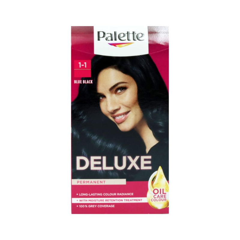 Palette Deluxe Creme Colouration 1-1 Blue Black Hair Dye <br> Pack size: 3 x 1 <br> Product code: 204406
