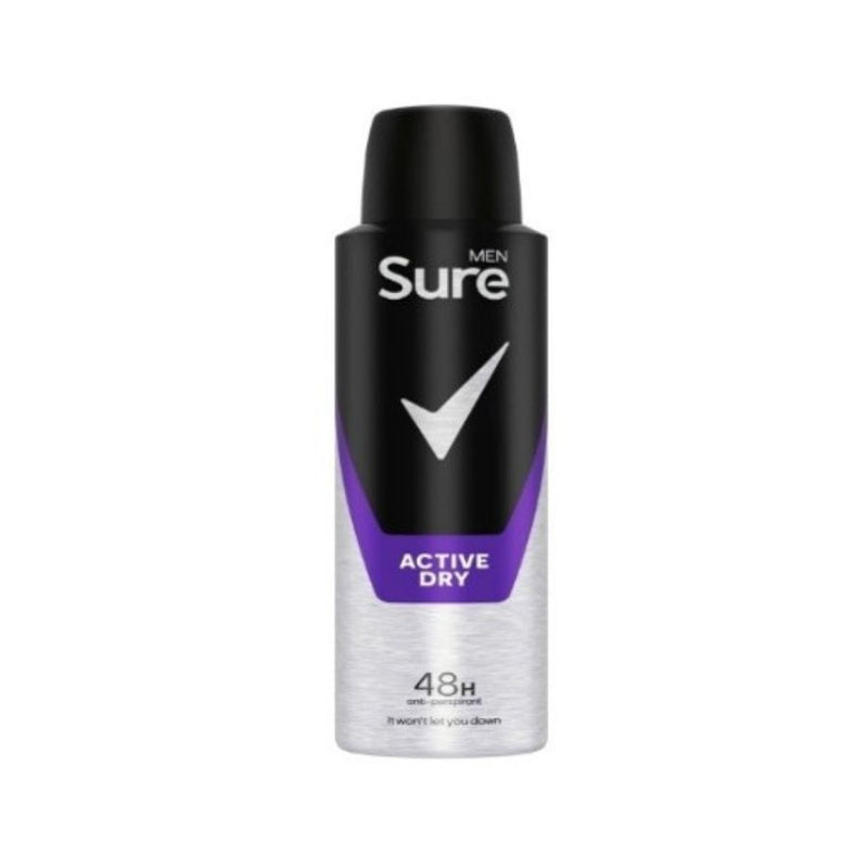 Sure Aerosol Anti-Perspirant Mens Active Dry 150ml <br> Pack size: 6 x 150ml <br> Product code: 275542