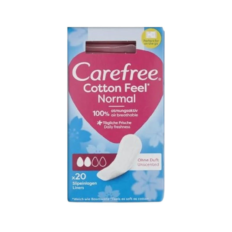 Carefree Normal Pantyliners With Cotton Extract 20S <br> Pack size: 12 x 20s <br> Product code: 343500