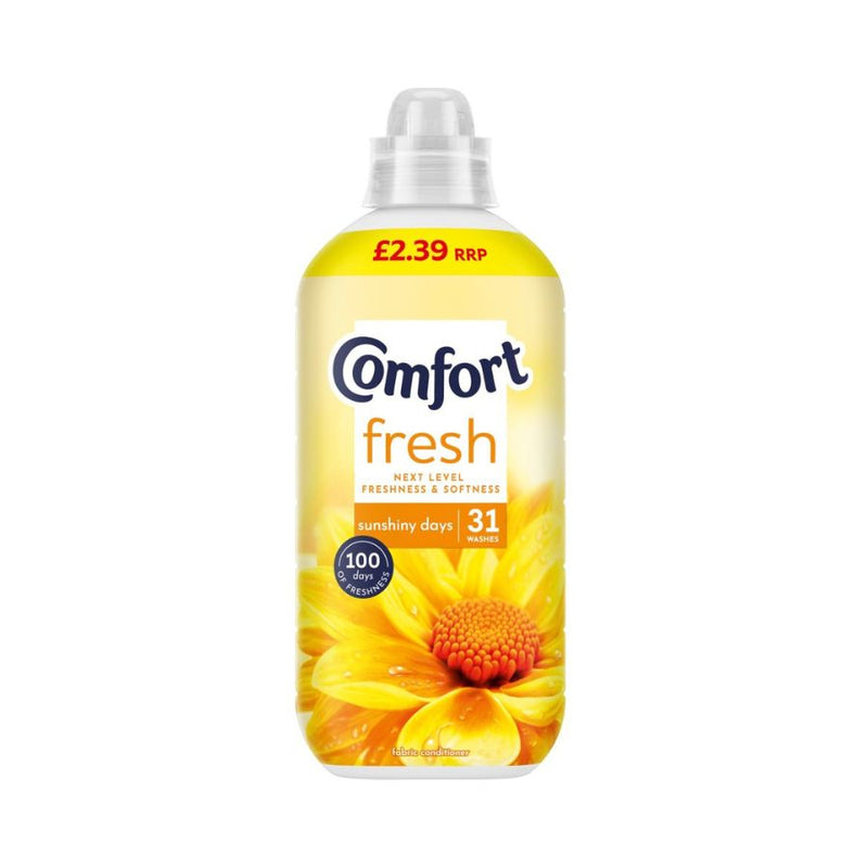 Comfort Fresh Fabric Conditioner Sunshiny Days 31 washes 930ml PM£2.39 <br> Pack size: 8 x 1.26l <br> Product code: 443994