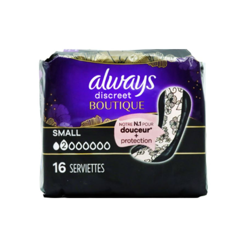 Always Discreet Incontinence Boutique Pads Small 16's <br> Pack size: 8 x 16's <br> Product code: 340467