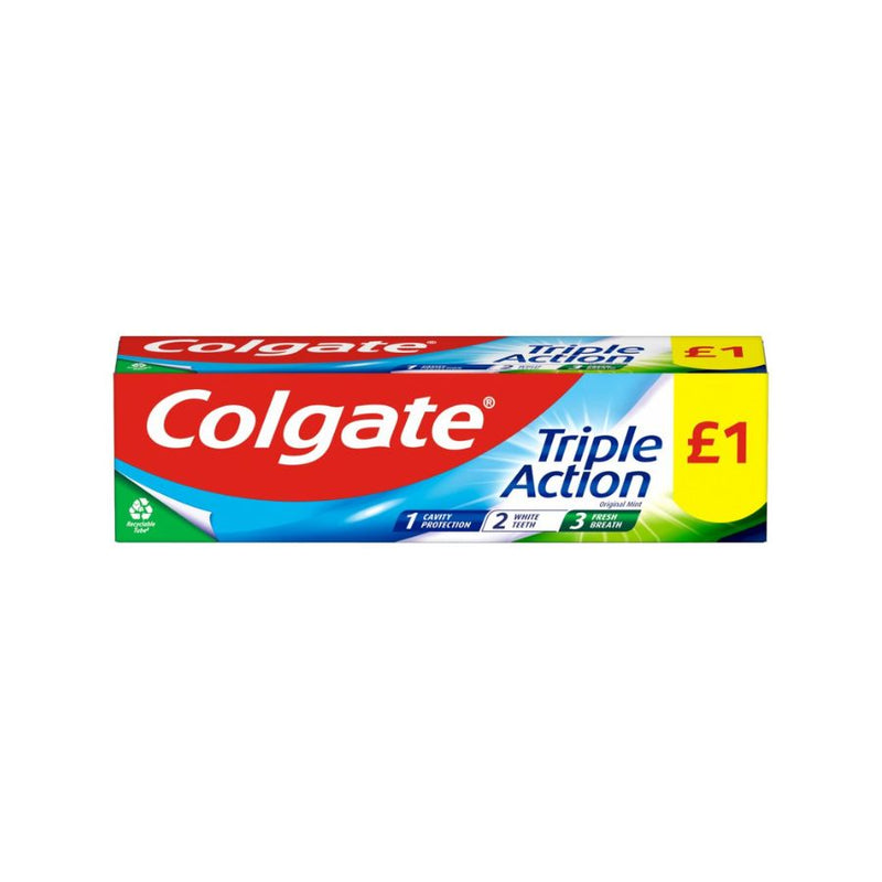 Colgate Toothpaste Triple Action 75ml PM£1 <br> Pack size: 12 x 75ml <br> Product code: 282833