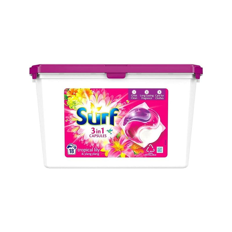 Surf Capsules Tropical Lily 18's PM£3.95 <br> Pack size: 3 x 18's <br> Product code: 487171