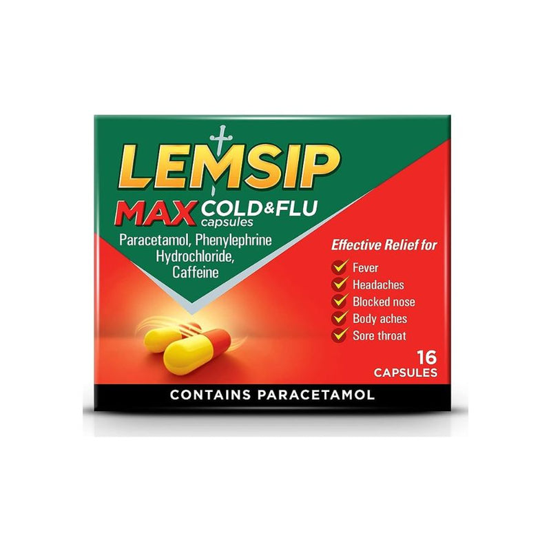 Lemsip Max Cold & Flu Capsules 16's <br> Pack Size: 6 x 16's <br> Product code: 194016