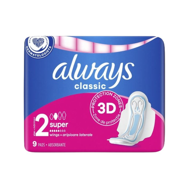 Always Classic Super With Wings 9's <br> Pack size: 16 x 9's <br> Product code: 340434