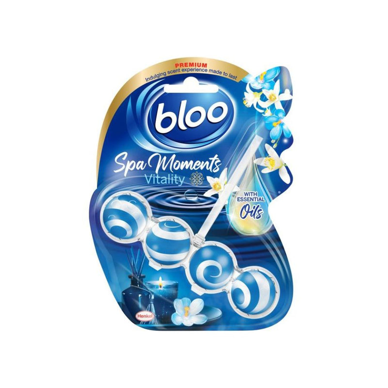 Bloo Spa Moments Vitality Toilet Rim Block 50g PM£1.85 <br> Pack size: 6 x 50g <br> Product code: 523073