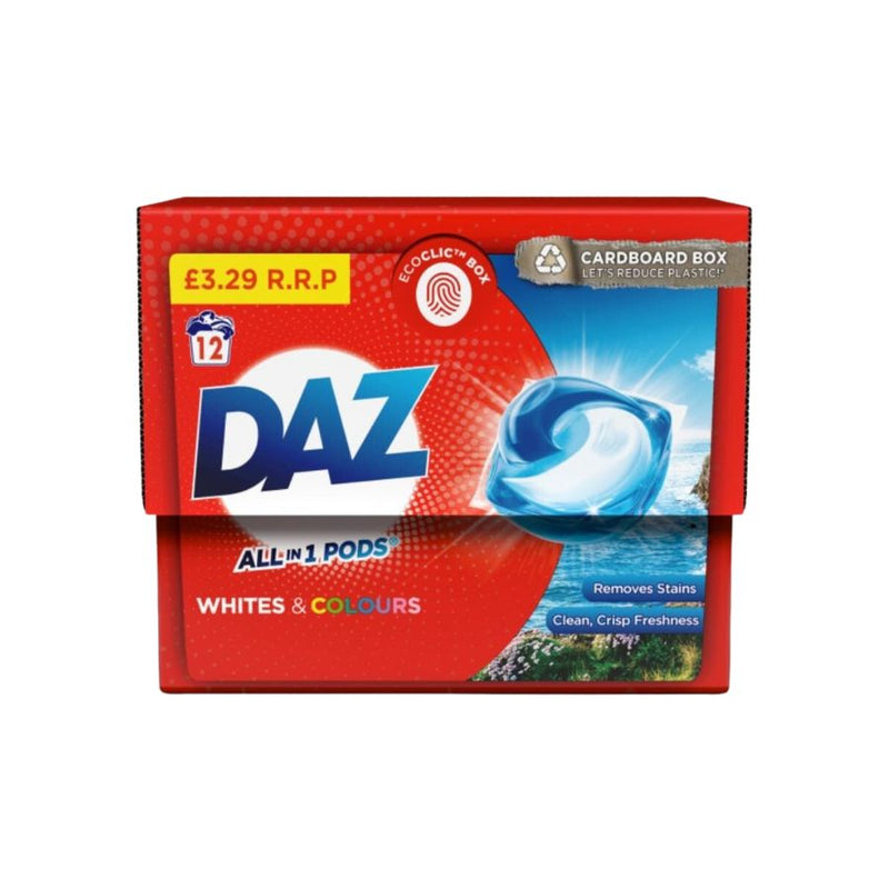 DAZ All in 1 Pods Washing Liquid Capsules 12W, Whites & Colours PM£3.29 <br> Pack size: 4 x 12's <br> Product code: 482998