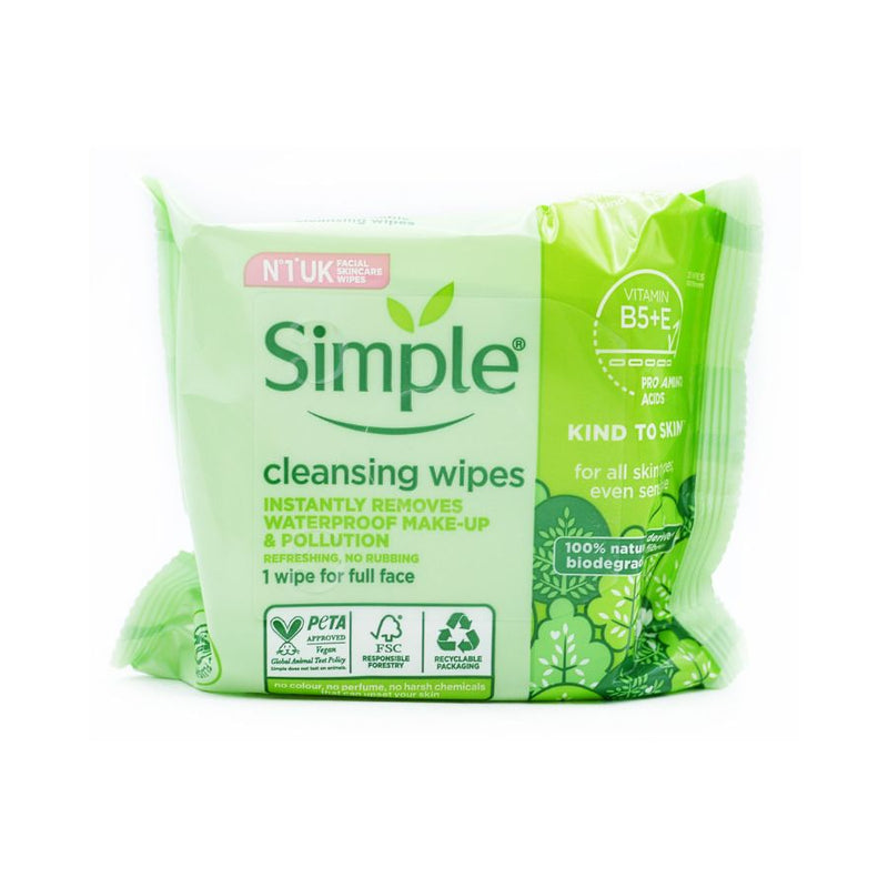 Simple Cleansing Biodegradable Facial Wipes 25's <br> Pack size: 6 x 25's <br> Product code: 226534