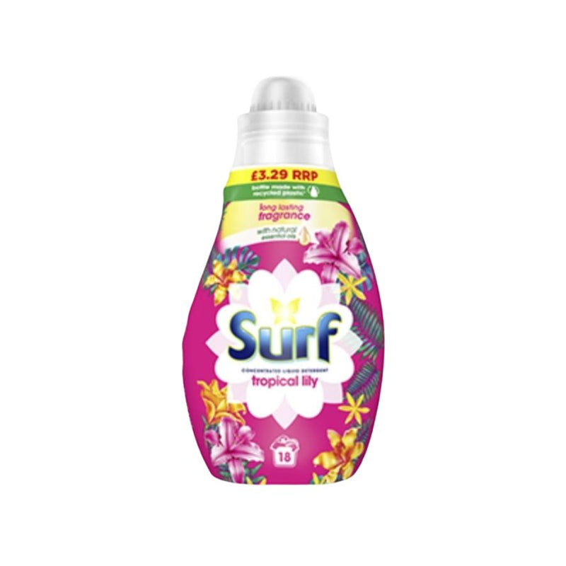 Surf Liquid Tropical Lily 18w 486ml PM £3.29 <br> Pack size: 8 x 486ml <br> Product code: 487172