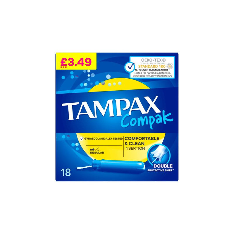 Tampax Compak Regular 18's (Pm £3.49) <br> Pack Size: 6 x 18's <br> Product code: 346503