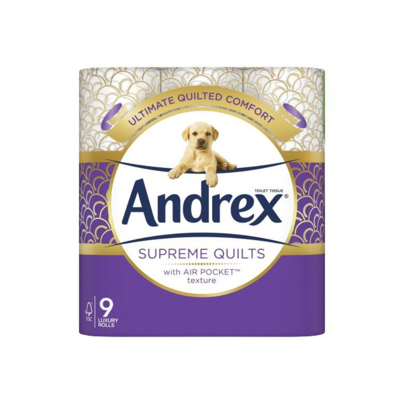 Andrex Supreme Quilts Toilet Rolls 3ply 155sht 9's <br> Pack size: 4 x 9's <br> Product code: 421334