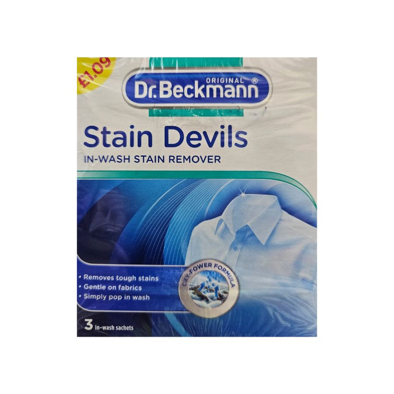 Dr Beckmann Stain Remover Sachets 40g 3s PM£1.09 <br> Pack size: 8 x 40g <br> Product code: 441253