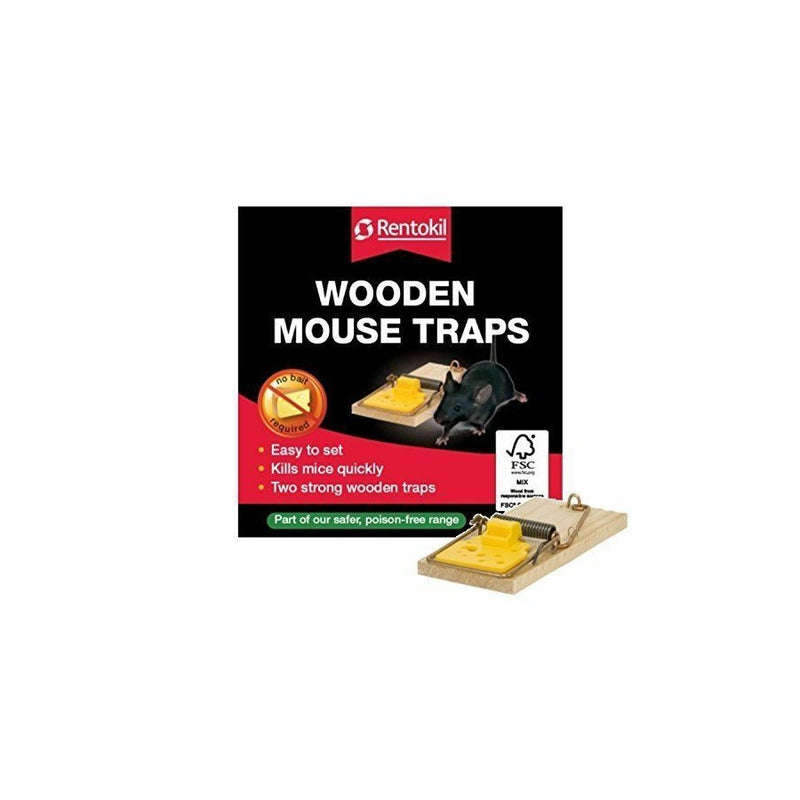 Rentokil Wooden Mouse Traps 2s <br> Pack size: 12 x 2s <br> Product code: 364440