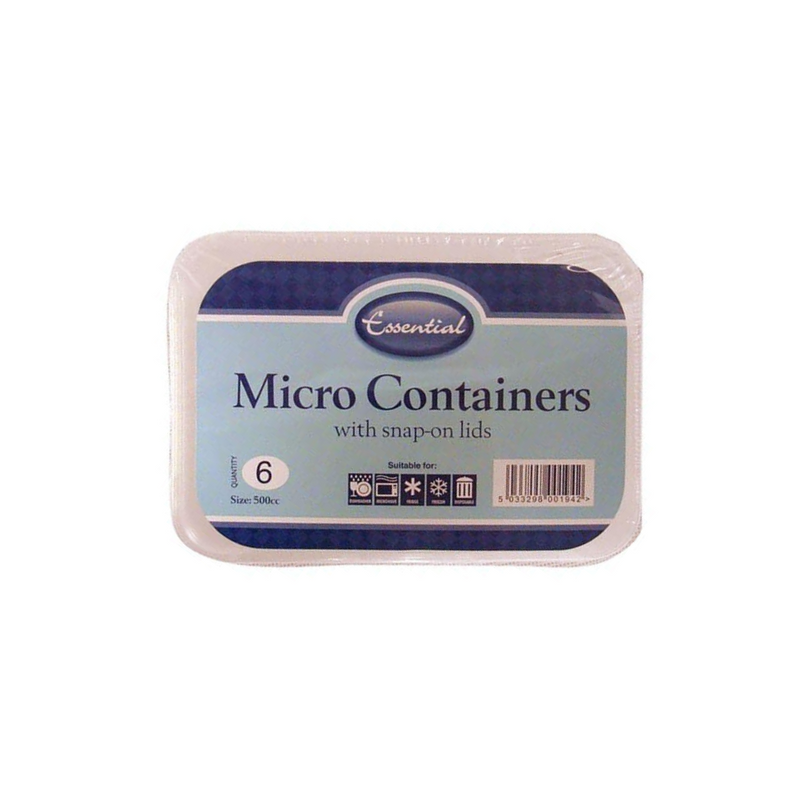 Essential Micro Food Cont With Lids 500ml 6's <br> Pack Size: 1 x 6s <br> Product code: 433304