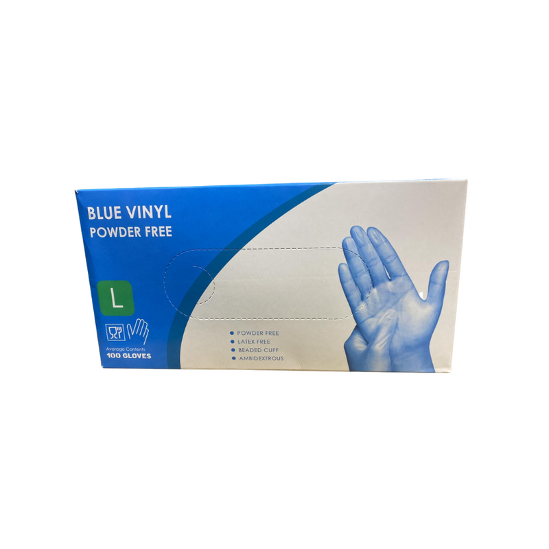 Blue Vinyl  P/F Gloves Large 100s <br> Pack Size: 1 x 100s <br> Product code: 354106