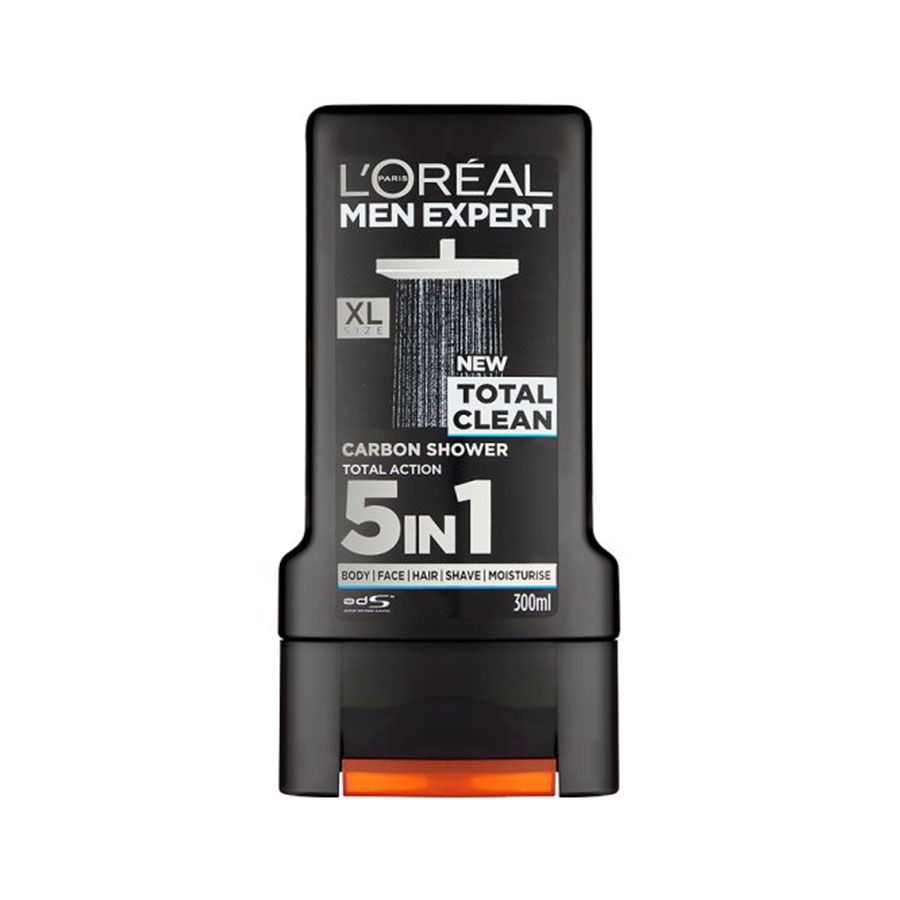 L'Oreal Mens Shower Gel Total Clean 300Ml Pack Size 6 x 300ml Product