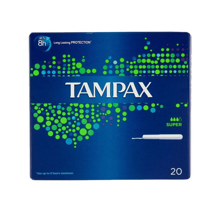 Tampax Super 20S <br> Pack size: 8 x 20s <br> Product code: 346150