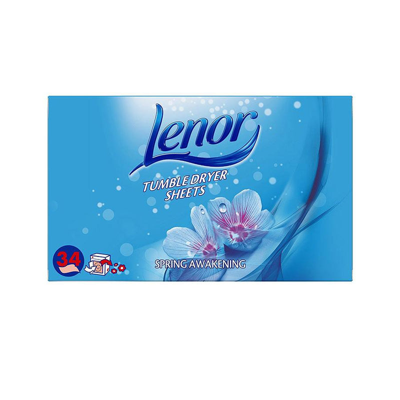 Lenor Tumble Dry Sheets Spring 34's <br> Pack size: 6 x 34's <br> Product code: 446391