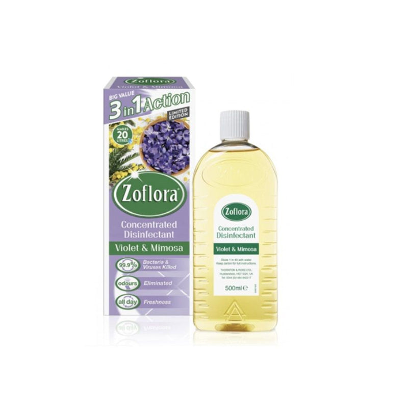 Zoflora Disinfectant Violet & Mimosa 500ml <br> Pack size: 1 x 500ml <br> Product code: 455524