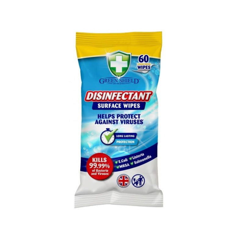 Green Shield Disinfectant Surface Lemon Wipes 60's <br> Pack size: 12 x 60's <br> Product code: 558442