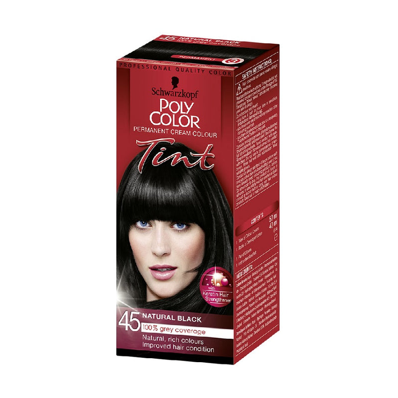 Schwarzkopf Poly Colour Tint 45 Natural Black <br> Pack size: 3 x 1 <br> Product code: 204370