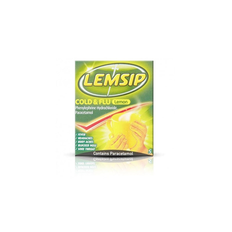 Lemsip Cold & Flu Lemon Sachets 5s <br> Pack size: 12 x 5s <br> Product code: 193901