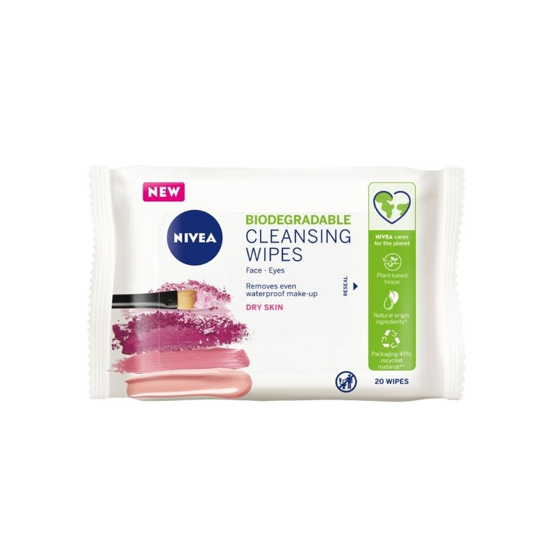 Nivea Biodegradable Wipes Dry Sensitive 20's <br> Pack size: 6 x 20s <br> Product code: 224880
