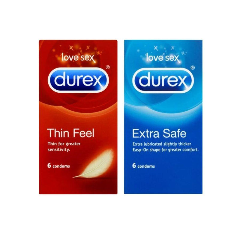 Durex Condom Unit Mix Extra Safe 6's + Thin Feel 6's <br> Pack size: 12 x 6s <br> Product code: 132662