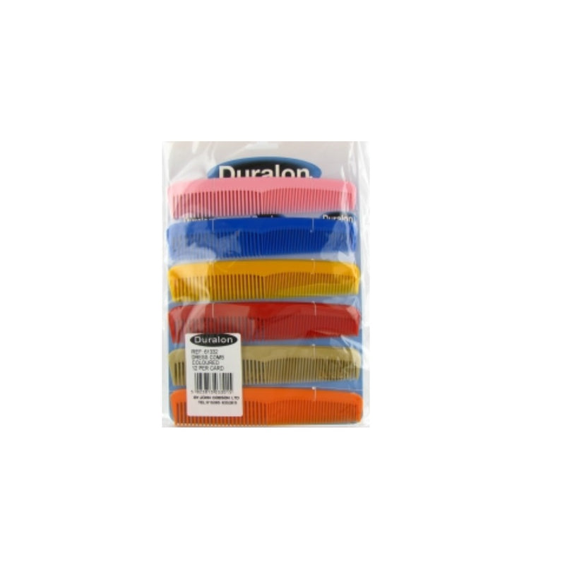 Duralon Dress Combs Assorted Colours <br> Pack size: 12 x 1 <br> Product code: 213630
