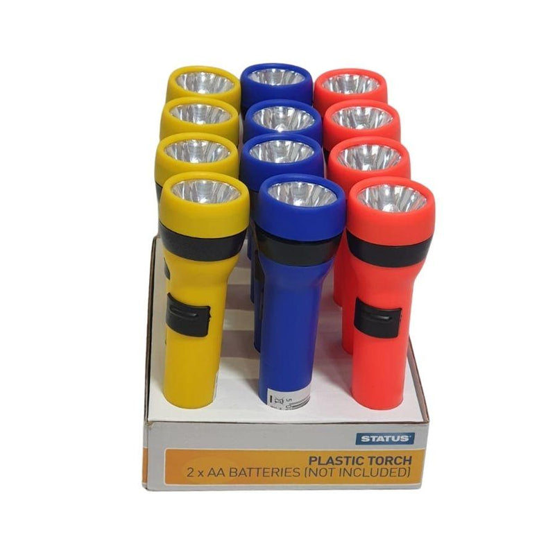 Status Plastic Torch Assorted Colours <br> Pack size: 12 x 1 <br> Product code: 532805