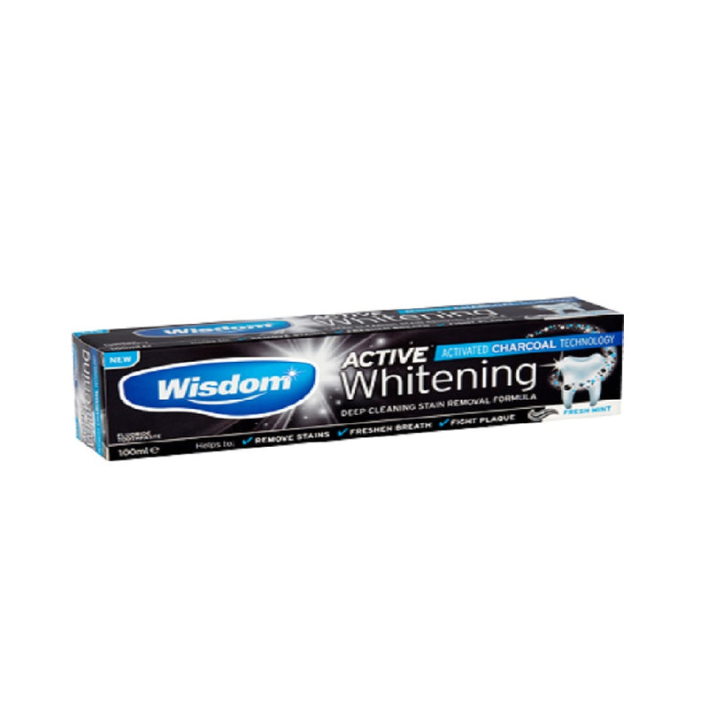Wisdom Toothpaste 100Ml Charcoal White <br> Pack size: 12 x 100ml <br> Product code: 282521