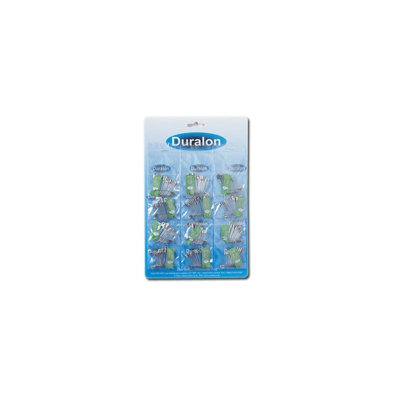 Duralon Safety Pins Silver 12s <br> Pack size: 12 x 12s <br> Product code: 398651