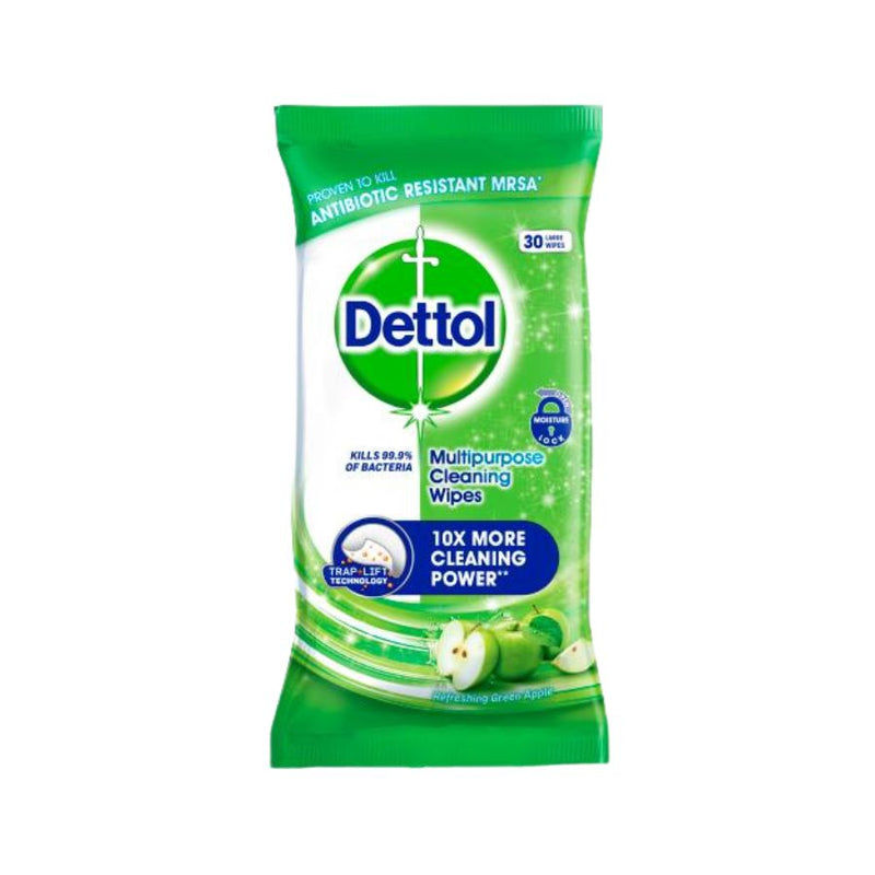 Dettol Green Apple Surface Wipes 30's <br> Pack size: 10 x 30's <br> Product code: 553782