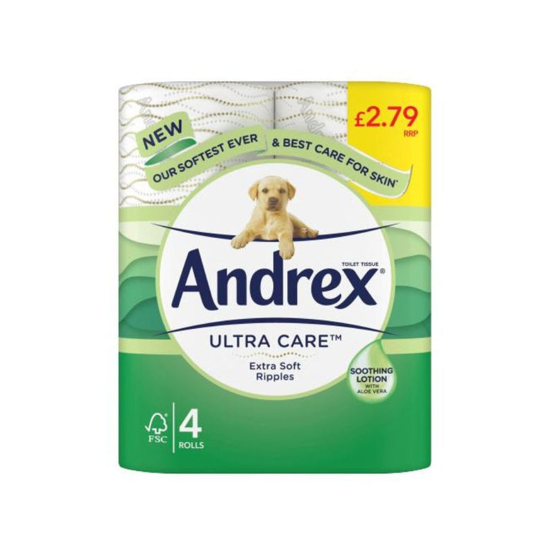 Andrex Toilet Rolls 4's Ultra Care PM£2.79 <br> Pack size: 5 x 4s <br> Product code: 421332