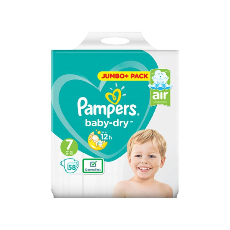 Pampers Baby Dry Size 7 Nappies 58's <br> Pack Size: 2 x 58's <br> Product code: 382829