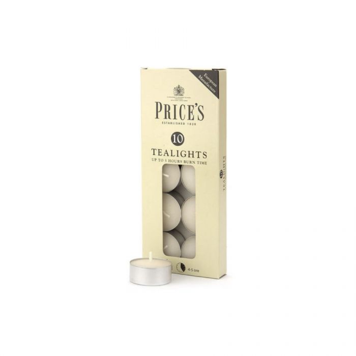 Price'S White Tealights 10S <br> Pack size: 10 x 10 <br> Product code: 144263