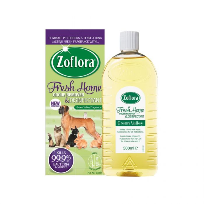 Zoflora Fresh Home Pet Odour Remover & Disinfectant Green Valley 500Mlâ  <br> Pack size: 1 x 500ml <br> Product code: 455512