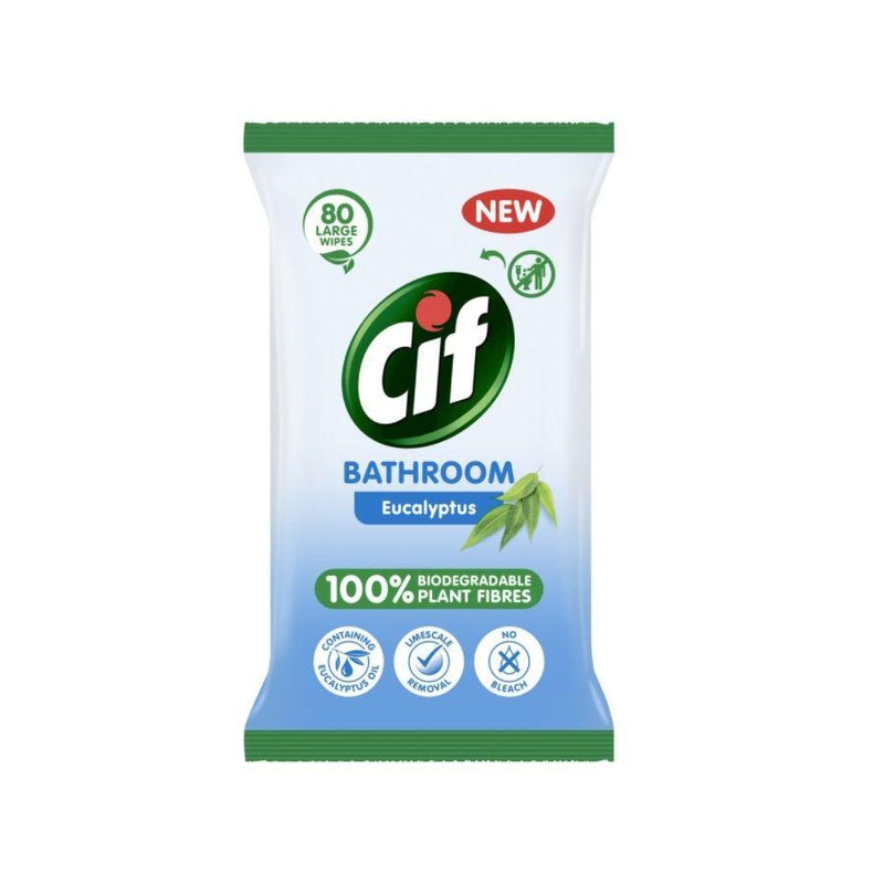 Cif  Biodegradable Bathroom Wipes 80's <br> Pack size: 6 x 80's <br> Product code: 555506