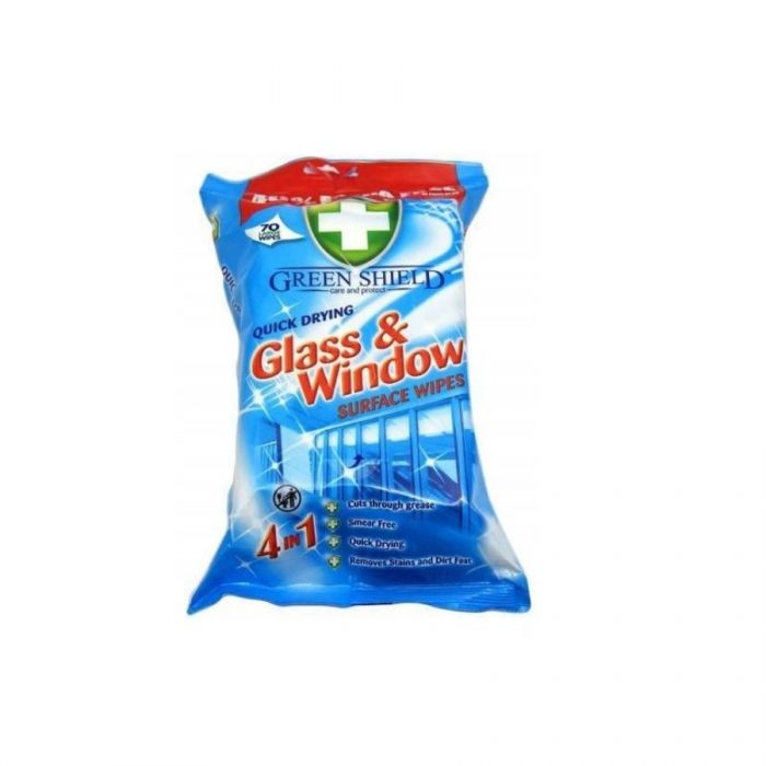 Green Shield Glass & Window Wipes 70S <br> Pack size: 12 x 70 <br> Product code: 558425