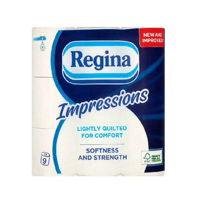 Regina Toilet Roll 9'S White <br> Pack size: 5 x 9s <br> Product code: 423603