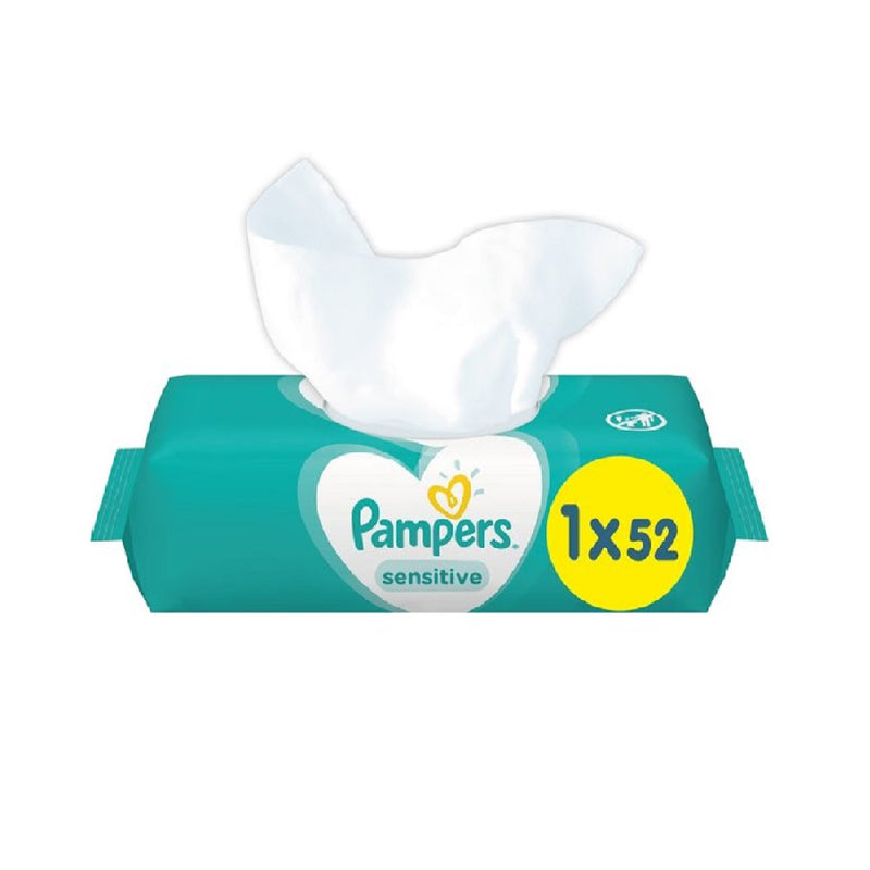 Pampers Wipes Sensitive 52'S <br> Pack size: 12 x 52s <br> Product code: 398703