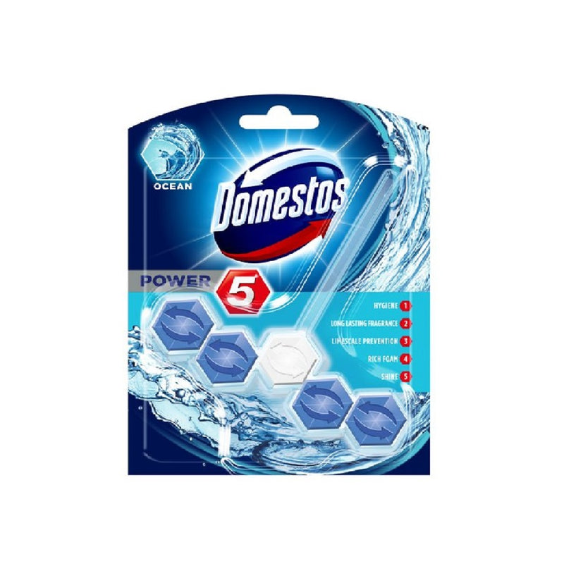 Domestos Power 5 Rimblock Ocean PM£1.75 <br> Pack size: 9 x 1 <br> Product code: 523063